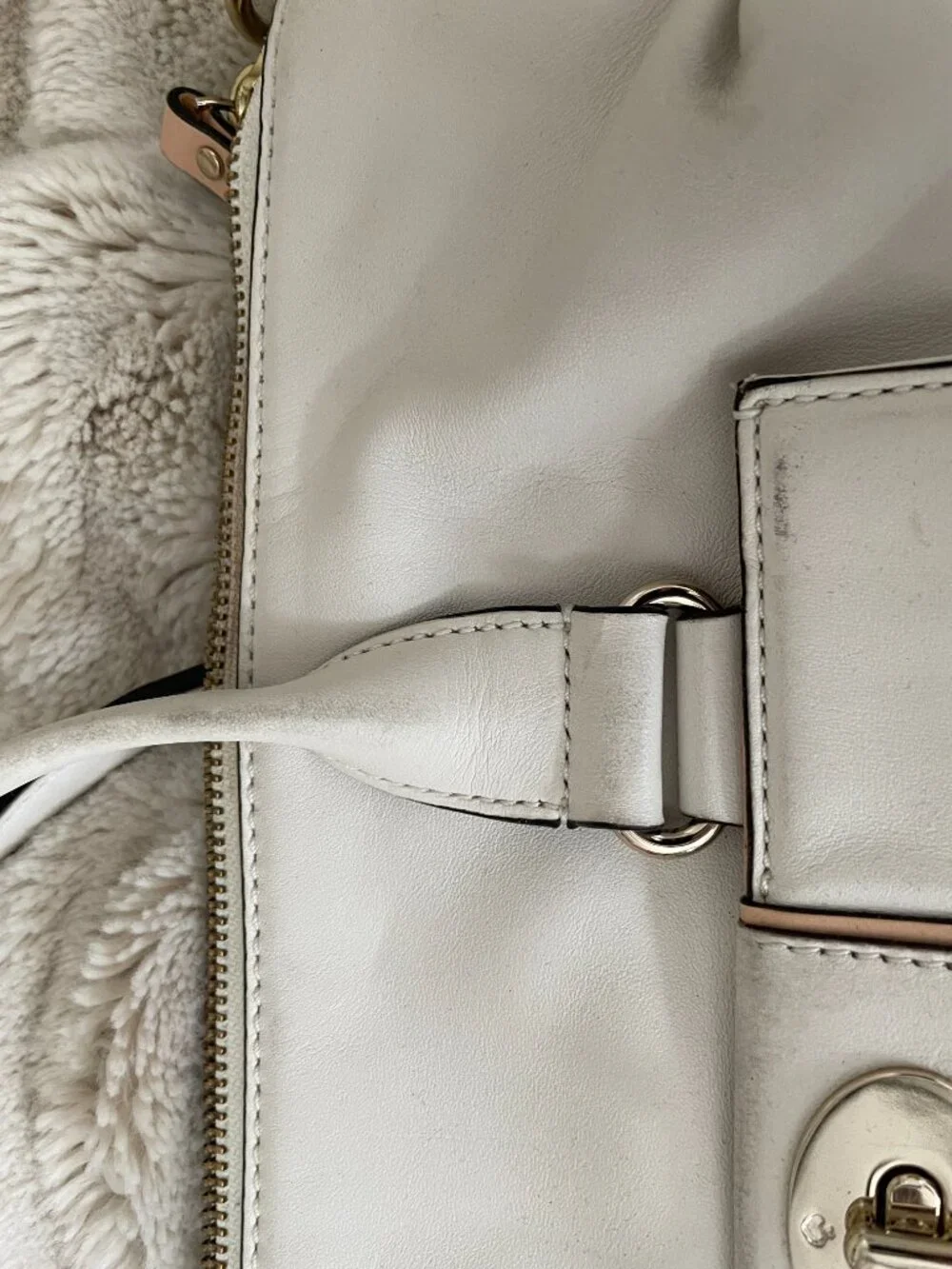 Kate Spade Hampton Road Janie Bag White Leather Satchel Shoulder Bag